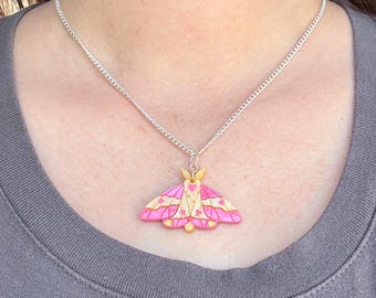 Rosy Maple Moth Necklace