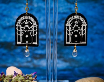 Durin's Door Earrings- Lord of the Rings- Glow-in-the-dark- Fun, Statement, Fantasy, Teacher, Unique Earrings