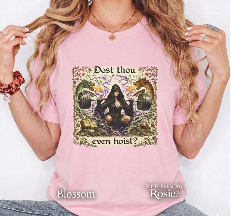 Kan je ook hijsen? T-shirt | Middeleeuwse heks gewichtheffen illustratie afbeelding 5
