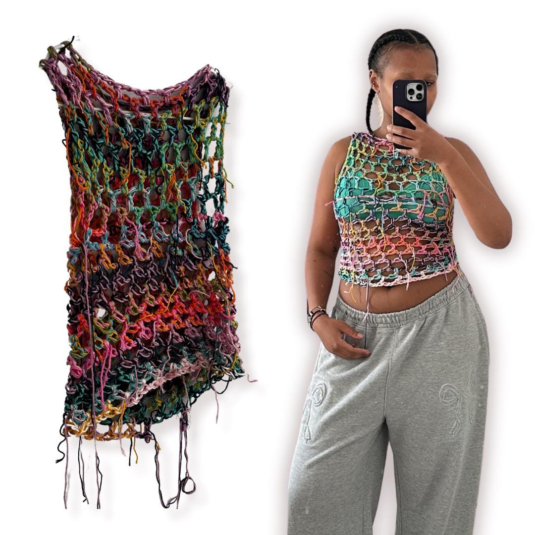 Multi-colour Crochet Mesh/fishnet Vest Summer Tanktop - Etsy