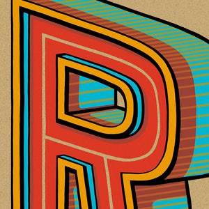Letter R Screen Print on Chipboard - Colorful Graphic Art