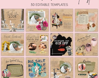 Art Beauty spa Instagram Templates | Editable Canva Esthetician Templates | Skincare Hair Spa Cosmetic Make Up | Girly Beauty Templates