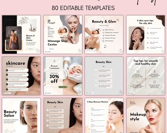 Skincare Instagram Post Templates | Social Media Template for Beauty | Canva Templates | Esthetician Instagram | Spa Instagram
