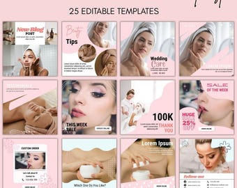 Skincare Instagram Post Templates | Social Media Template for Beauty | Canva Templates | Esthetician Instagram | Spa Instagram