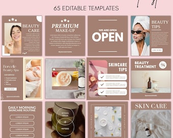 Modelli Instagram per centri estetici/spa/cura della pelle estetica/contenuti per social media/modelli di bellezza Canva/modelli per estetisti/specialisti di bellezza