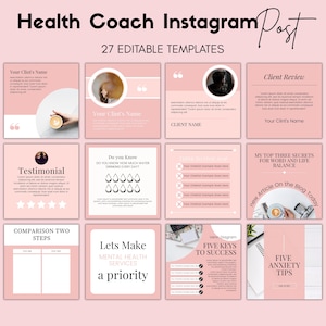 Health Instagram Templates | Wellness Social Media Template | Healthy Lifestyle Template | Fitness Yoga Posts Stories | Highlight Covers