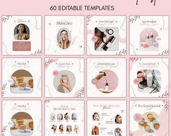 Skincare Instagram Post Templates | Social Media Template for Beauty | Canva Templates | Esthetician Instagram | Spa Instagram