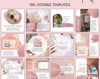 Pink Blush Instagram Post and Story Templates Editable Social Media ...