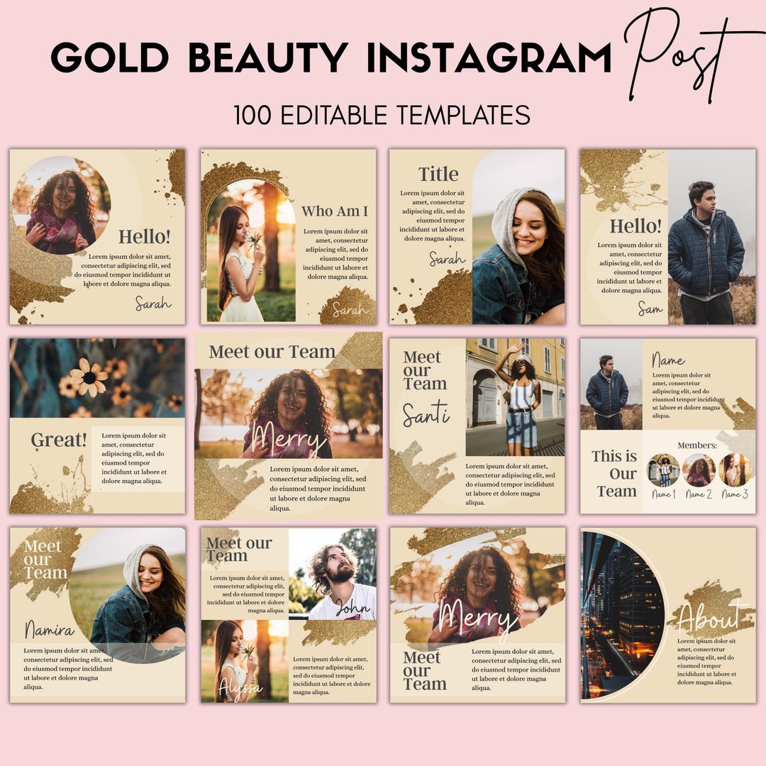100 Gold Instagram Template| Canva Luxury Branding Templates| Instagram ...