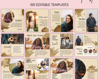 100 Gold Instagram Vorlage | Canva Luxus-Branding-Vorlagen | Instagram Brand Post| Goldene Schönheit Geschichten | Wimpern Mädchen Business Template Kit