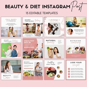 Beauty & Deits Esthetician Instagram Templates, Editable Skincare Instagram Posts, Skincare Social Media Templates, Estheticians Canva