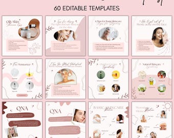 Skincare Instagram Post Templates | Social Media Template for Beauty | Canva Templates | Esthetician Instagram | Spa Instagram