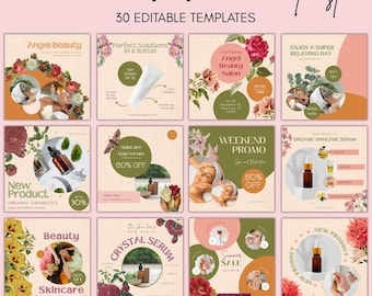 Modelli Instagram per centri estetici/spa/cura della pelle estetica/contenuti per social media/modelli di bellezza Canva/modelli per estetisti/specialisti di bellezza
