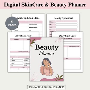 Skincare Planner Beauty Routine Planner Printable Skin Care Planner Glow Up Planner Beauty Journal Makeup Tracker Skincare Journal