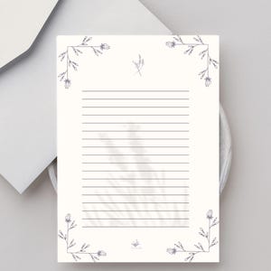Papel con membrete de lavanda – Set de papelería imprimible (carta EE. UU.) / Descarga digital
