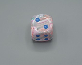 30mm Festive Pop Art D6 Die with Blue Pips (Single)