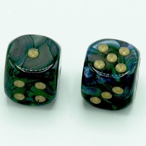 16mm d6 Lustrous Shadow Dice with Gold pips - pair of 2