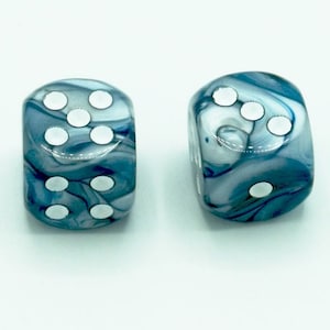 16mm d6 Lustrous Slate Dice with White pips - pair of 2