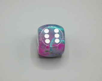 30mm Nebula Wisteria Glow-in-the-Dark D6 Die with White Pips (Single)