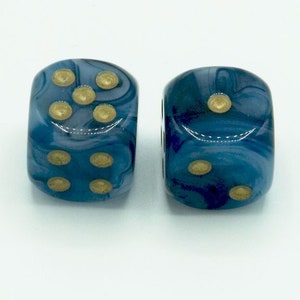 16mm d6 Phantom Teal Dice with Gold pips - pair of 2