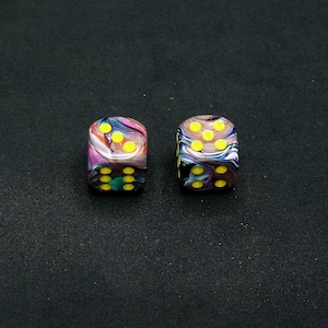 16mm d6 Festive Mosaic Dice with Yellow pips - pair of 2