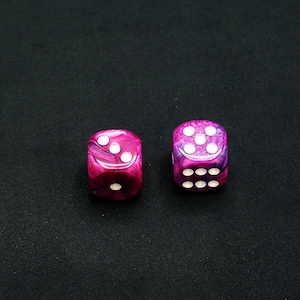 16mm d6 Festive Violet Dice with White pips - pair of 2