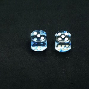 16mm d6 Nebula Dark Blue Dice with White pips - pair of 2