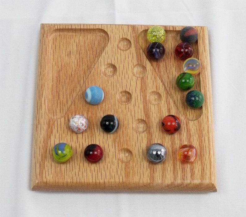 Small Marble Solitaire Game - Oak - Etsy