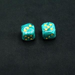 16mm d6 Vortex Teal Dice with Gold pips - pair of 2