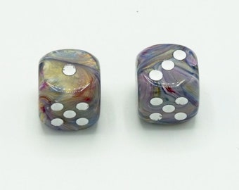 16mm d6 Festive Carousel Dice with White pips - pair of 2