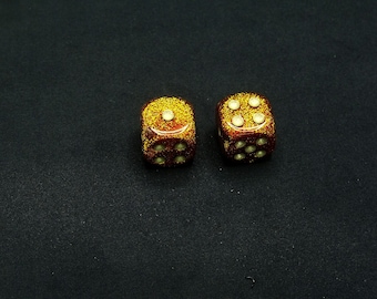 16mm d6 Glitter Gold Dice with Silver pips - pair of 2
