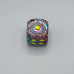 30mm Dice Festive Mosaic with Yellow Pips