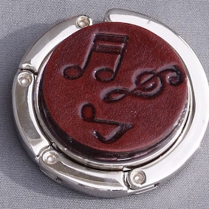 Collapsible Purse Hook Musical Notes Mahogany