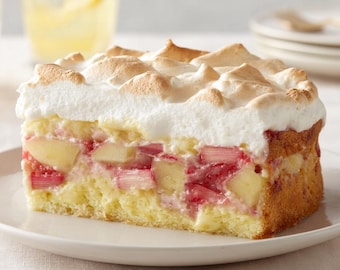 Rhabarber-Baiser-Kuchen-Rezept | Deutsch & Englisch (Instant Download PDF)