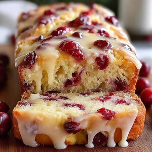 BEST RECIPE For Homemade Cranberry Bread Loaf Cake with Vanilla Glaze Download. | Instant Download PDF | Delicious Homemade Dessert