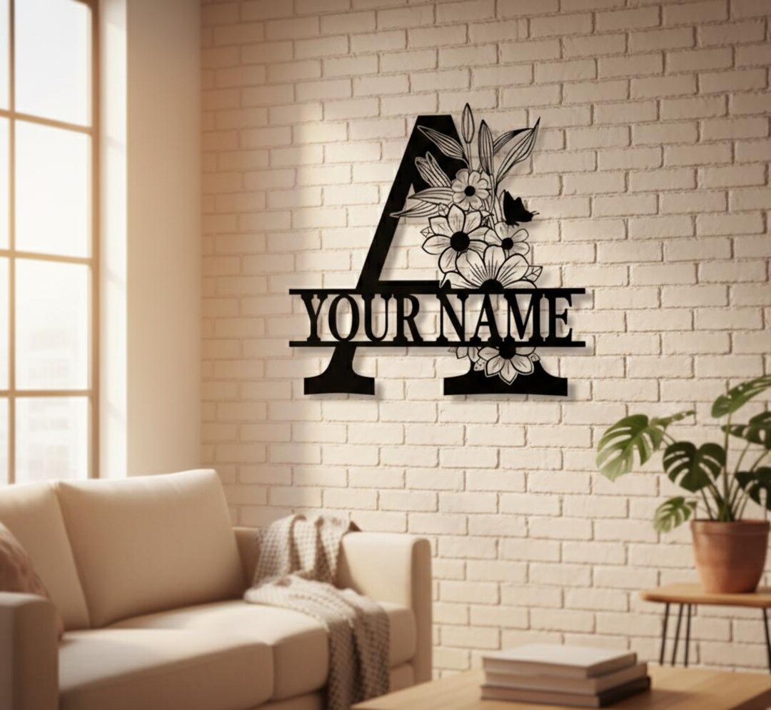 Personalized Metal Family Name Sign Custom Split Letter Wall Decor ...