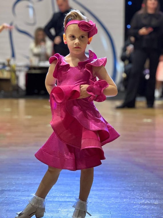 社交ダンスドレス - 女の子用ラテン競技用衣装 - ピンクの 社交ダンスドレス - 女の子用ラテン競技用衣装 - ピンクの