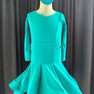 Ballroom Dance Dress for Girls – Blue Bodysuit + Skirt, Standard & Latin Programs | 110-120 cm
