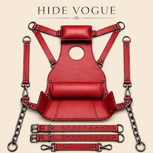 Handcrafted Leather Sling Swing for Couples – Adjustable Hanging Seat with Cushioned Support