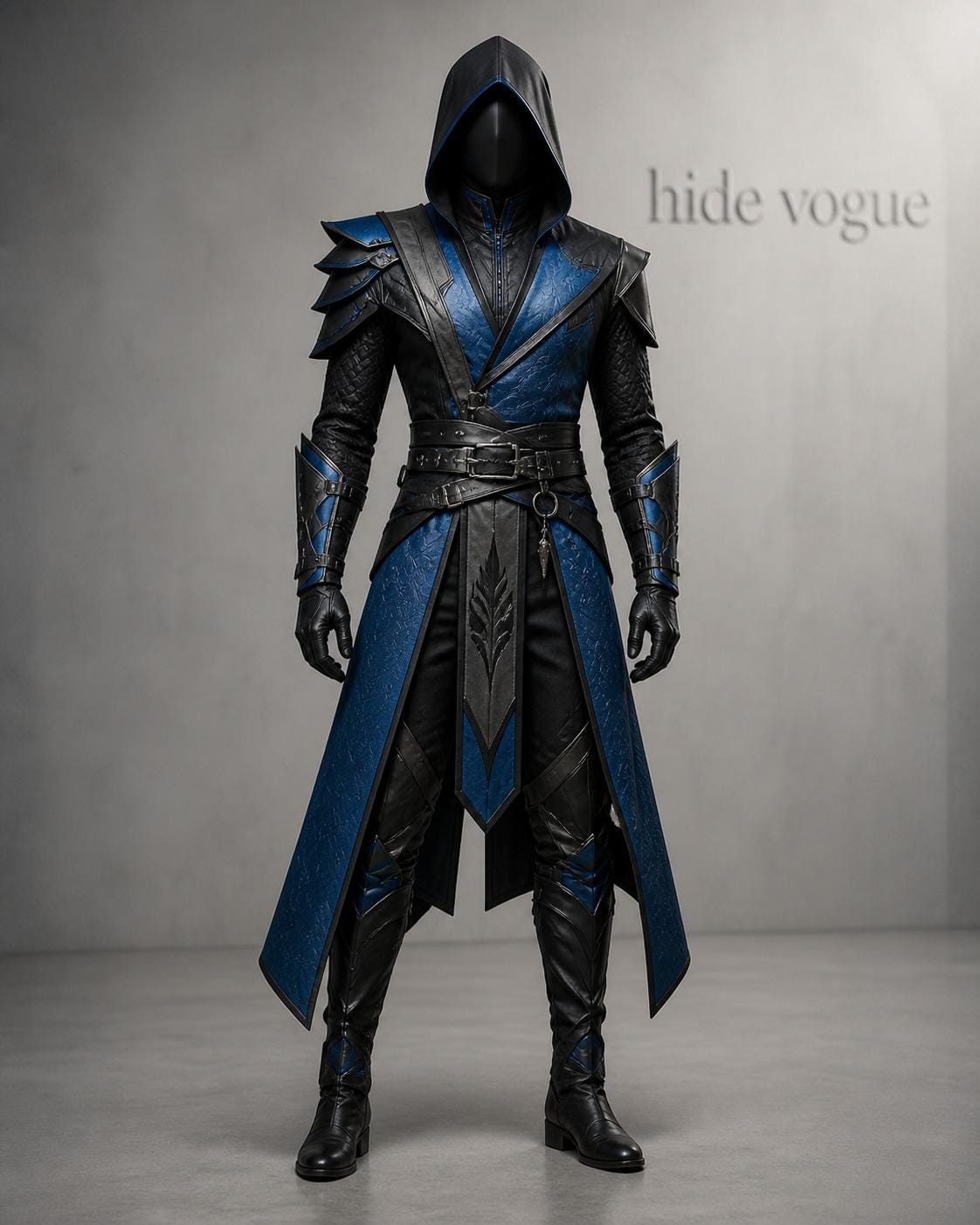 Handmade Leather Cloak Armor Set, Azure Phantom Black Blue, Fantasy ...