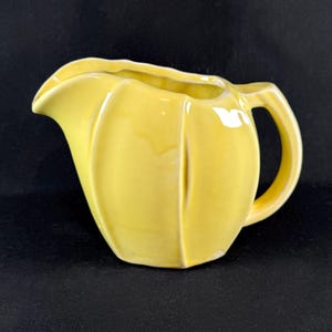 Vintage 1940s McCoy Pottery No. 137 Yellow Glazed Ceramic Tulip Pitcher