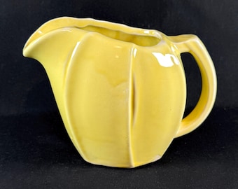 Vintage 1940s McCoy Pottery No. 137 Yellow Glazed Ceramic Tulip Pitcher