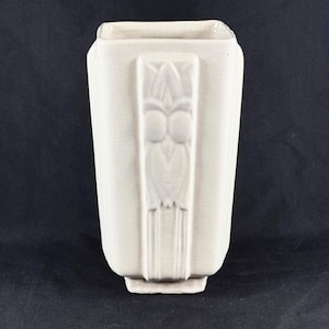 Vintage 1940s Nelson McCoy Art Deco rectangular vase in gloss white