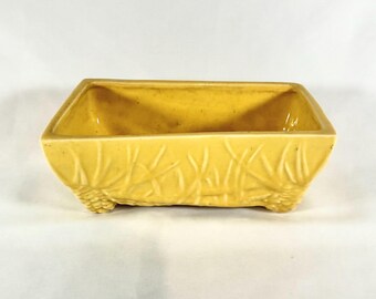 Vintage 1940s McCoy Rustic Line yellow Art Pottery Pine Cone Window Box Planter