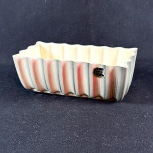 Vintage 1940s Royal Copley Pottery rectangular fluted planter in pink and grey WITH ORIGINAL STICKER