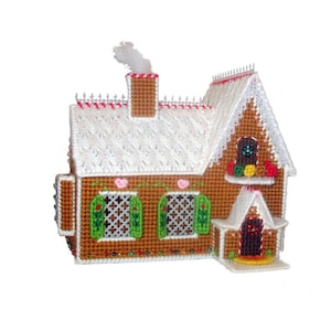 Gingerbread House Plastic Canvas Pattern: 3D Christmas Village (PDF Pattern