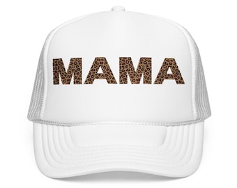 Leopard Print Mama Trucker Hat: Embroidered Foam, Casual Mom Style