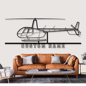 Robinson R 44 Clipper 2 Helicopter Silhouette Metal Wall Art, Custom Metal Wall Decor,Custom Helicopter Silhouette Wall Art,Custom Name Sign