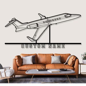 Learjet 40 Airplane Silhouette Metal Wall Art, Custom Metal Wall Decor,Custom Plane Silhouette Wall Art, Custom Name Sign, Pilot Gifts