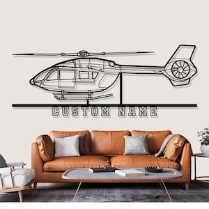 Airbus H145 Helicopter Silhouette Metal Wall Art, Custom Metal Wall Decor, Custom Helicopter Silhouette Wall Art, Custom Name Sign, Pilot